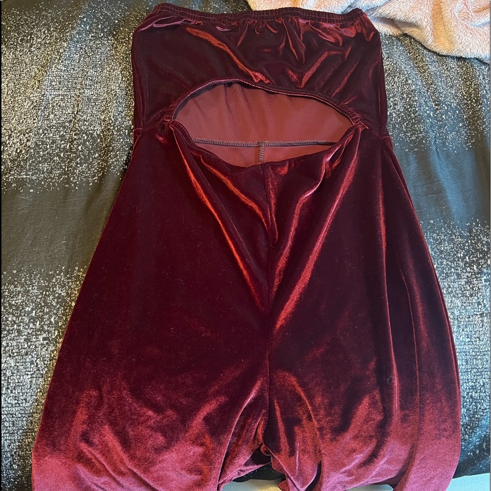 Velvet Burgundy Romper
